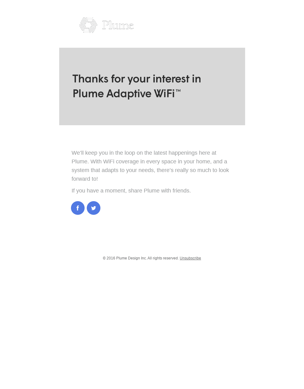 Thanks for your interest in Plume!