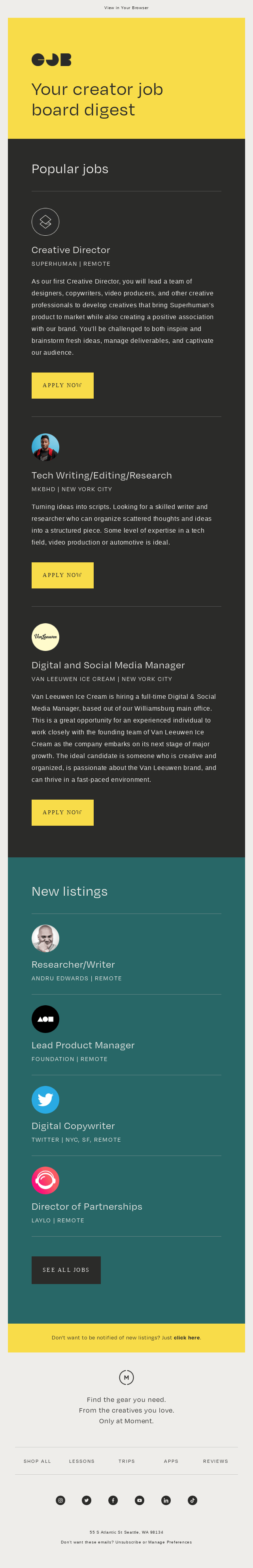 The Best Creator Jobs This Week