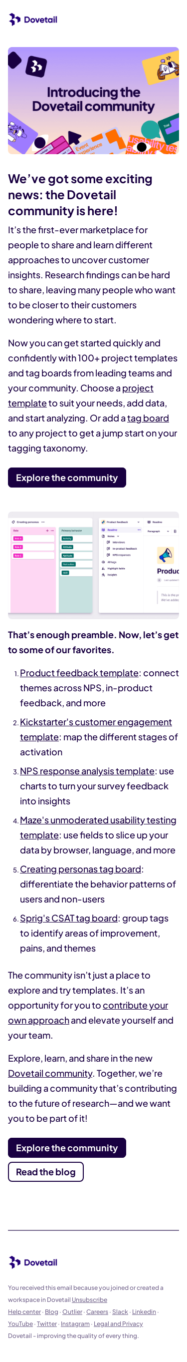 The Dovetail community is here: learn, connect, and explore 100+ templates