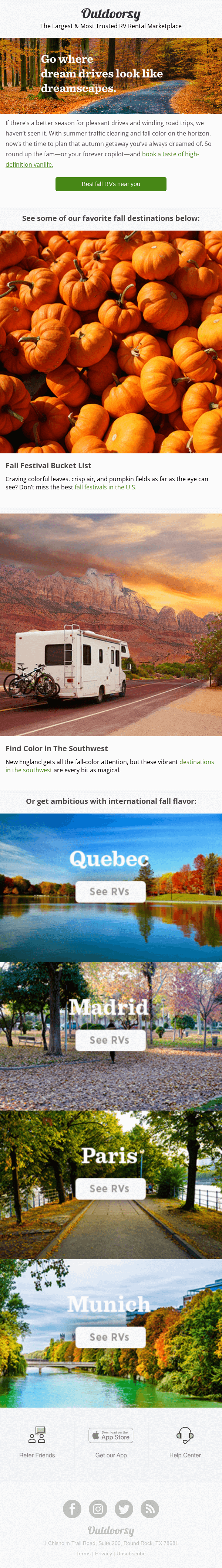 The most colorful fall road trips near you