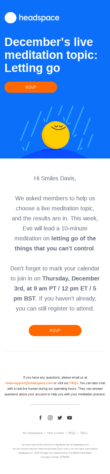 The most-requested live meditation topic is ...