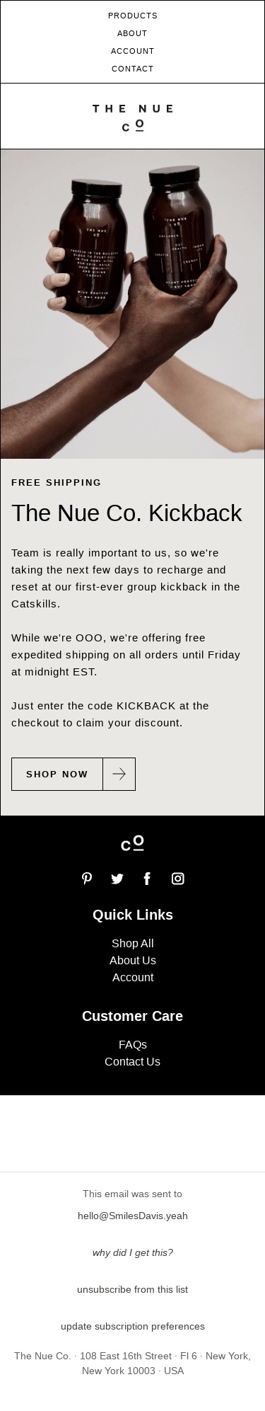 The Nue Co. Kickback Free Expedited Shipping