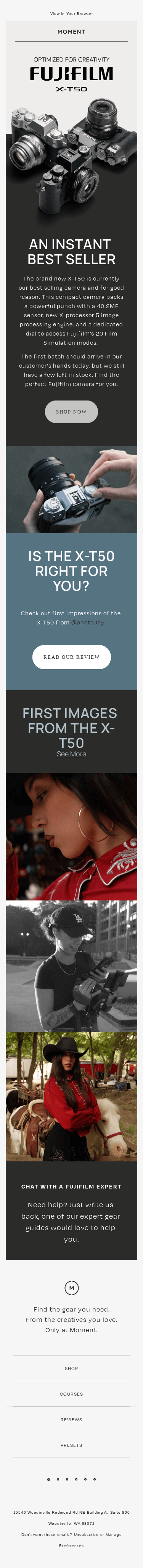 The Top-Selling Fujifilm X-T50 is in stock.