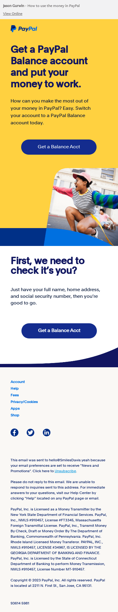 There’s money in your  account with PayPal