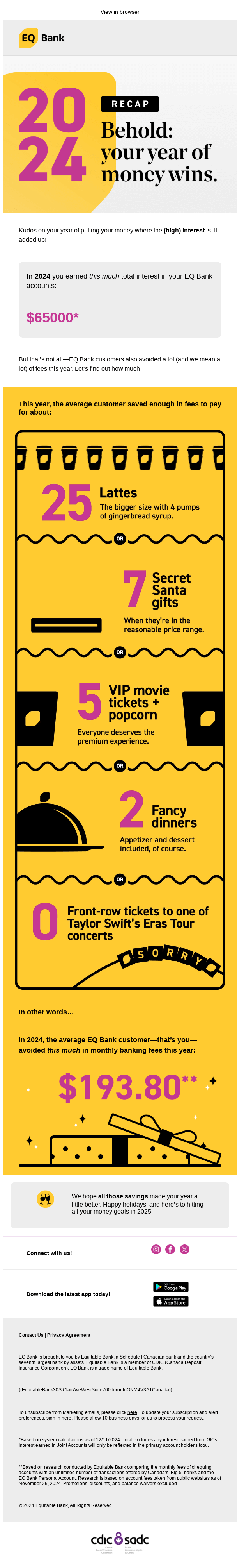 This just in: Your 2024 EQ Bank year in review. 