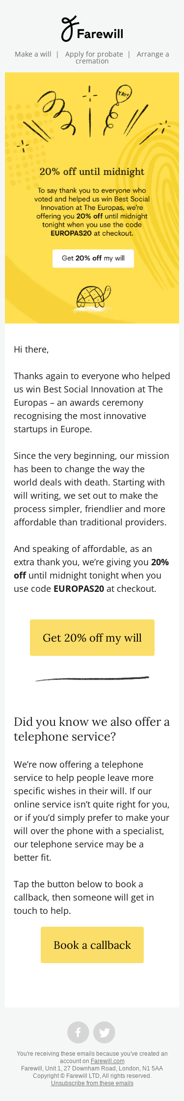 Today only: 20% off your will