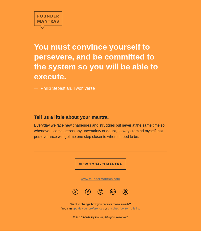 Today’s Founder Mantra – from Philip Sebastian