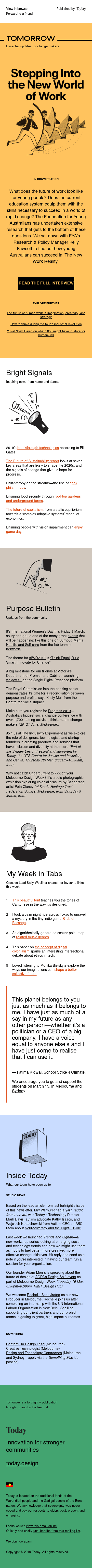 Tomorrow #2 – Stepping into the New World of Work