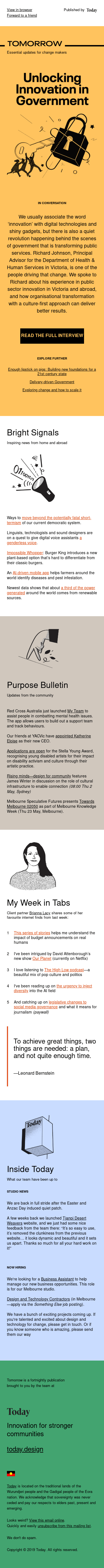 Tomorrow #5 – Innovation in Government