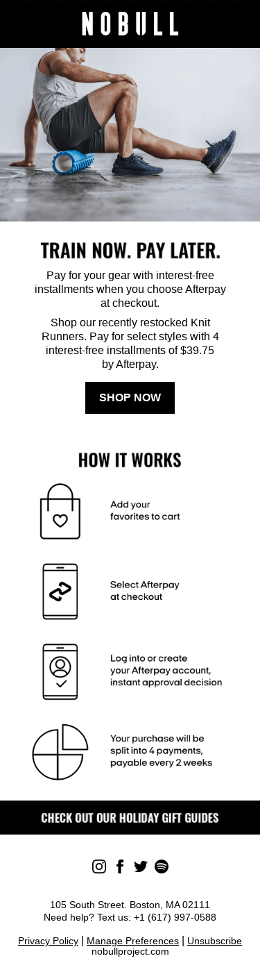 Train now, pay later with Afterpay.