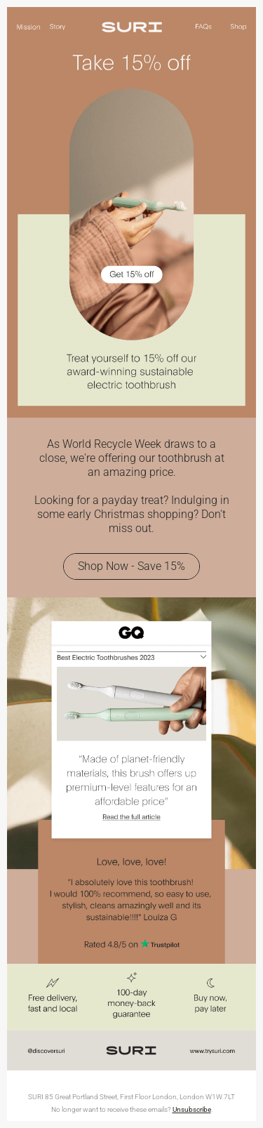 Treat yourself to 15% off