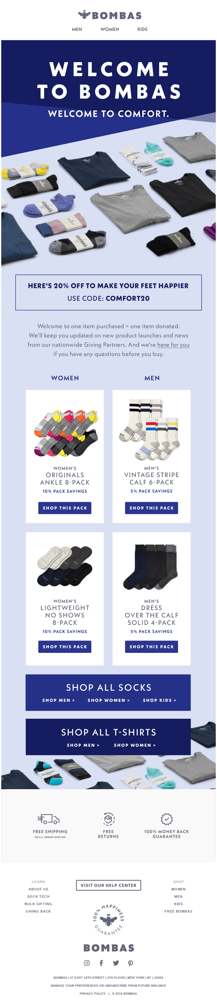 Treat yourself to Bombas socks at 20% off.