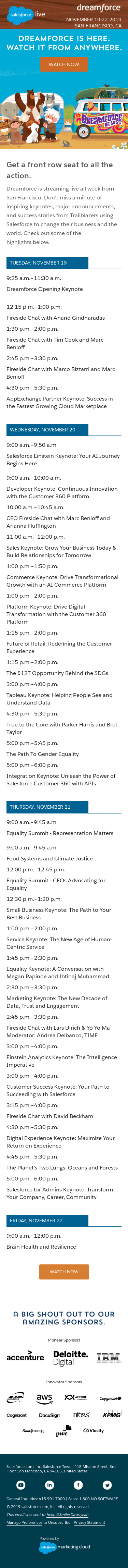 Tune in to Dreamforce live all week