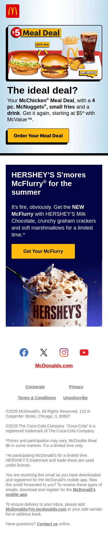 u 🤝 McChicken® Meal Deal