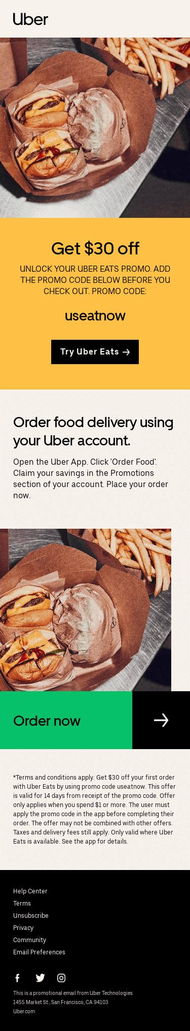 Unlock your Uber Eats promo