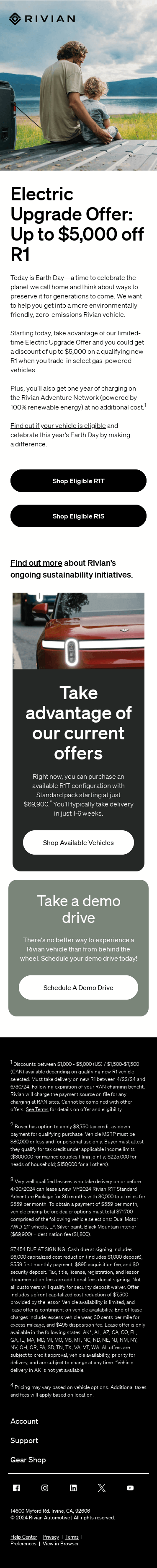 Up to $5,000 off R1 in celebration of Earth Day