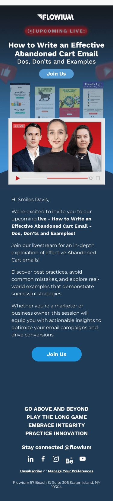 Upcoming Live - Crafting Abandoned Cart Emails that Convert!