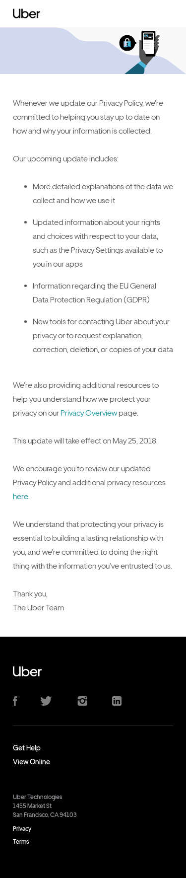 Updates to Uber’s Privacy Policy