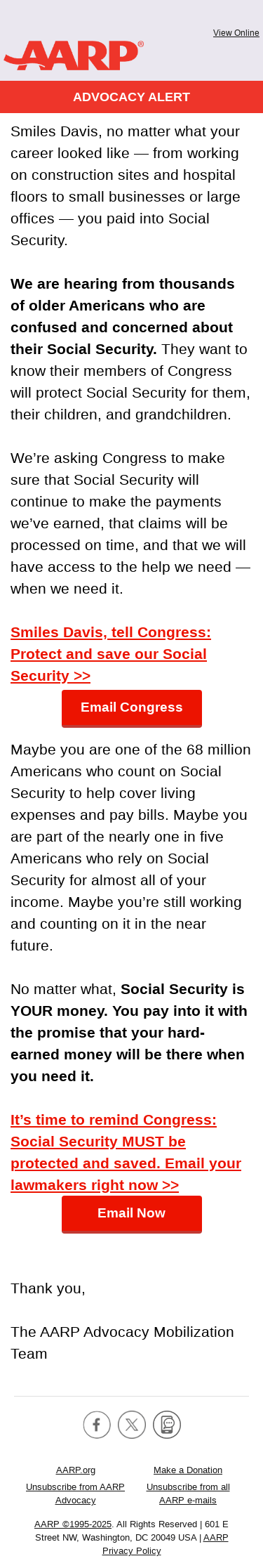 [URGENT] Congress: Protect Social Security!