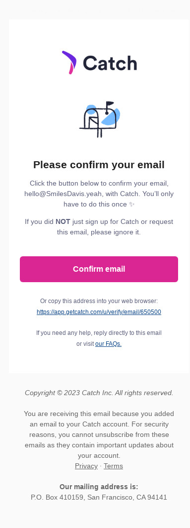 Verify your email address for Catch