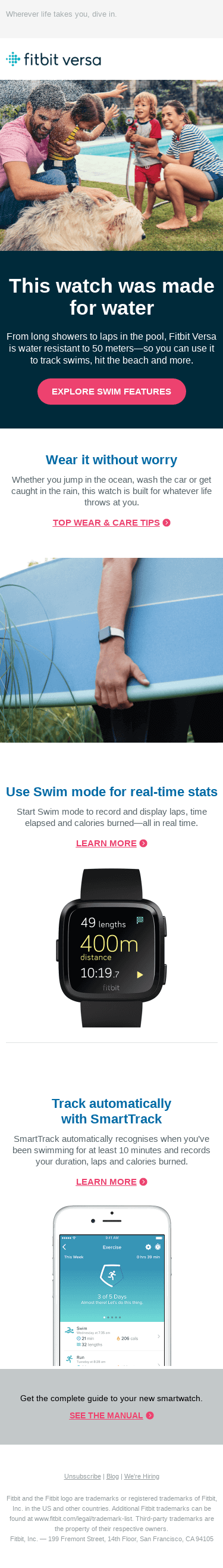 Versa 101: Dive into swim-proof features