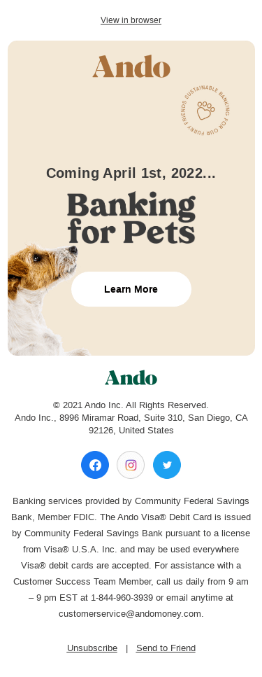 Wait—Ando is Offering Banking for Pets?