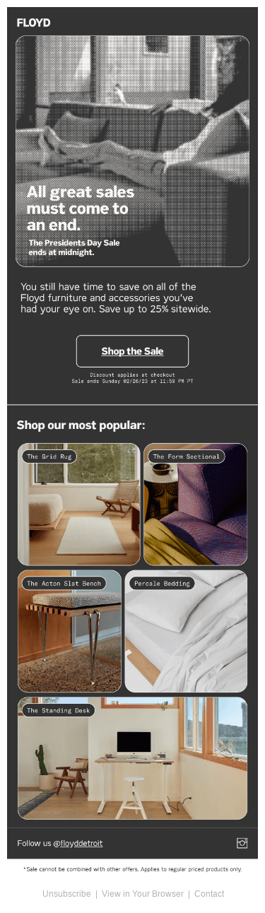 Wake up! Floyd’s President’s Day Sale Ends Today