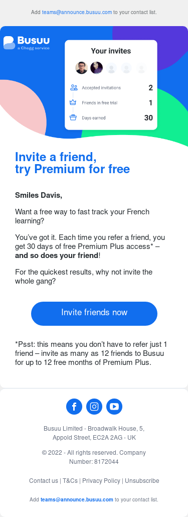 Want 30 days of free Premium access? Refer a friend 💙