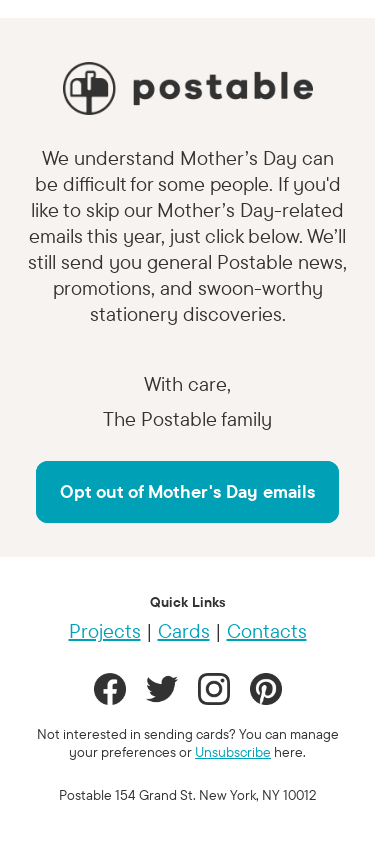Want to skip Mother’s Day emails?