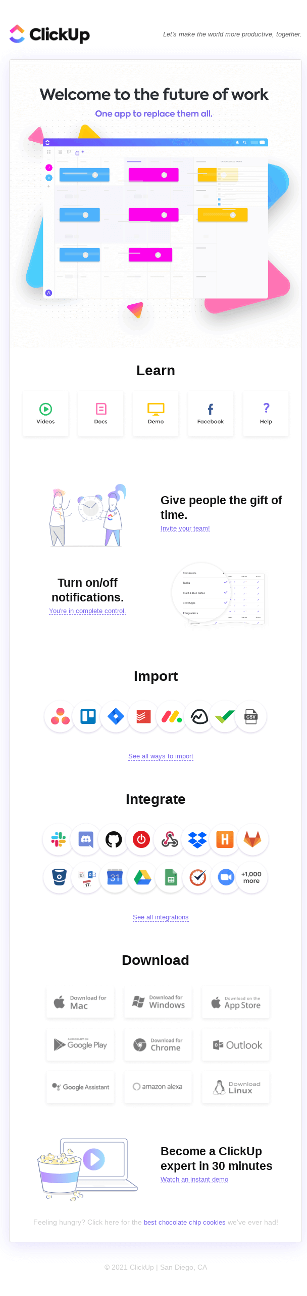 Warm chocolate ClickUp cookies