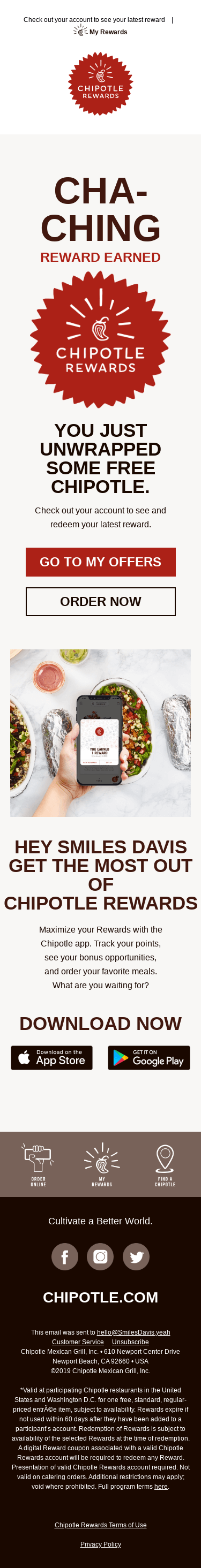 Way to Chipotle, you earned a reward