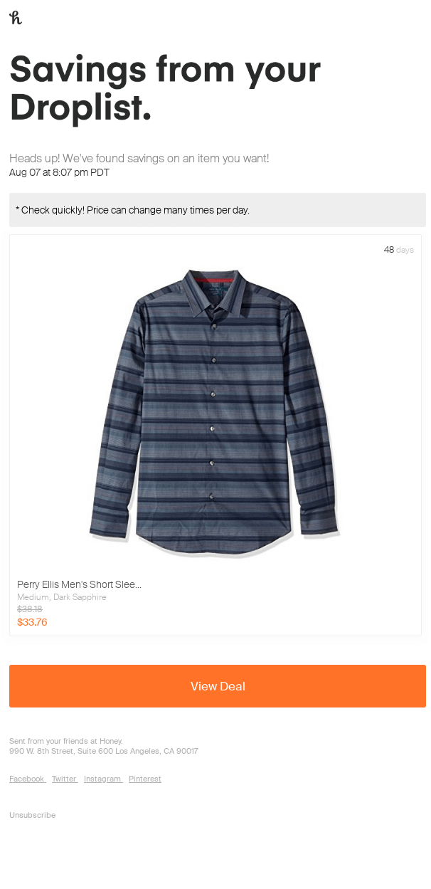 We found price drops for an item you Droplisted