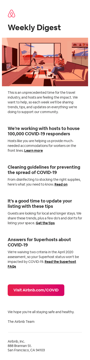 Weekly digest: COVID-19 updates for hosts