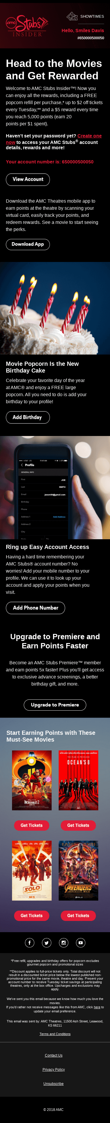 Welcome! Congrats on becoming an AMC Stubs Insider member!