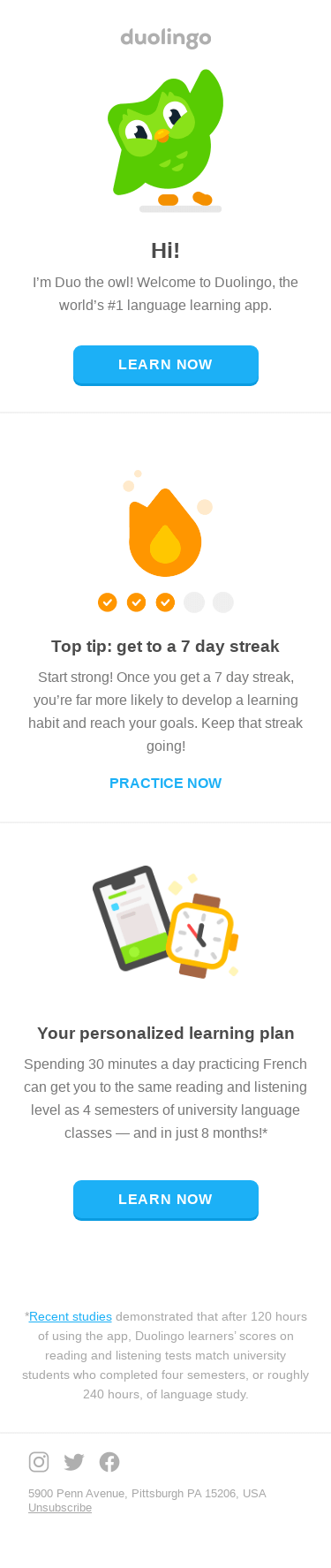 Welcome to Duolingo! Our top tip to get you started