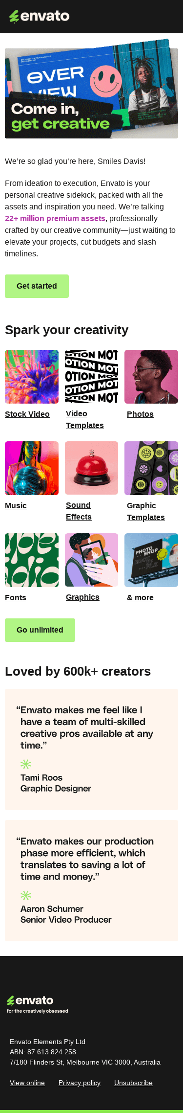 Welcome to Envato, Smiles Davis!