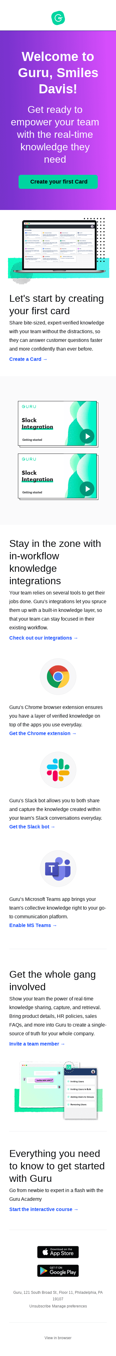 Welcome to Guru! Let's get started 😎