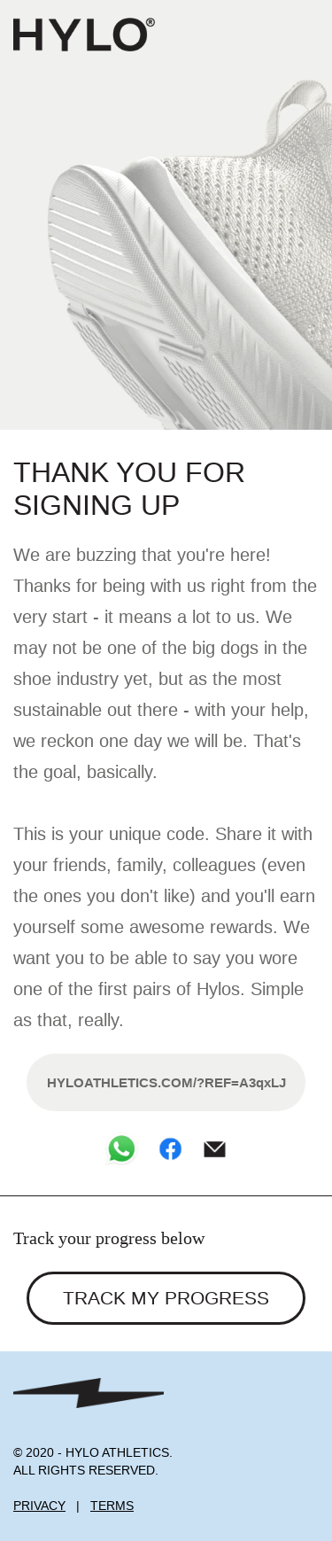 Welcome to Hylo. Here's your referral code.