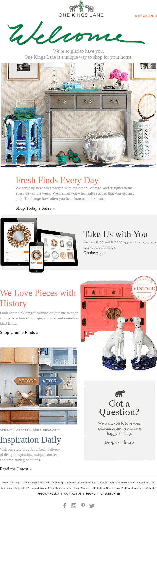 Welcome to One Kings Lane!