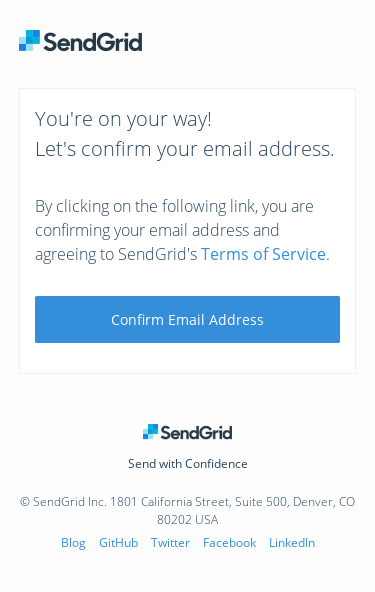 Welcome To SendGrid! Confirm Your Email
