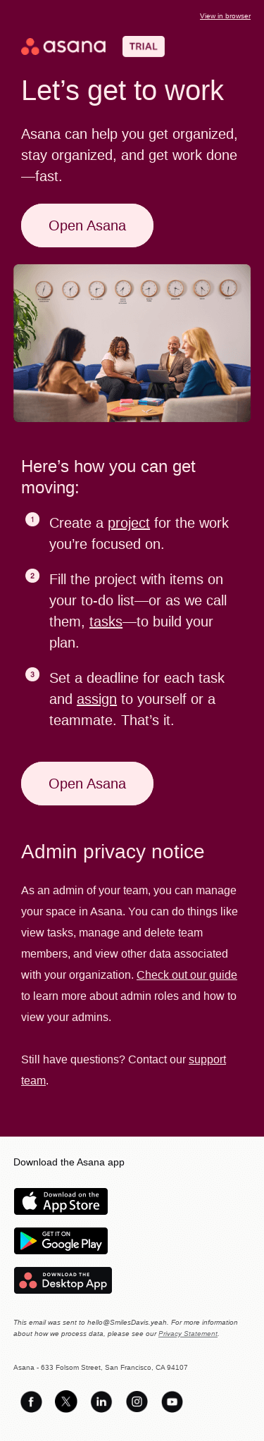 Welcome to your Asana trial
