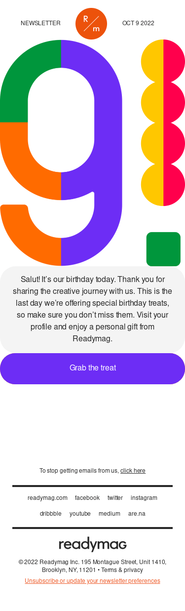 We’re 9 today—check out this email for a treat