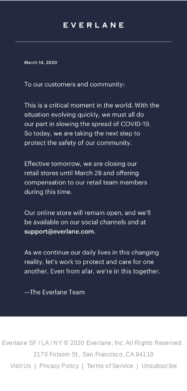 We’re Temporarily Closing Our Stores