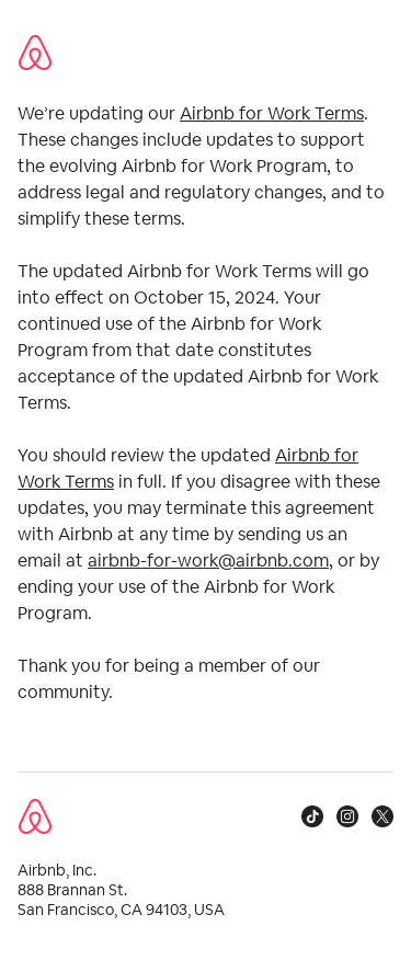 We’re updating our Airbnb For Work Terms
