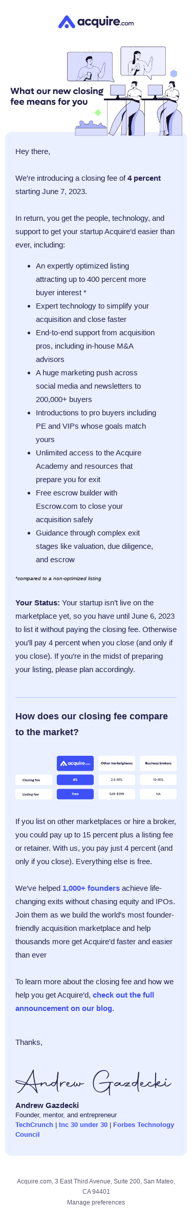 What Our New Closing Fee Means For You