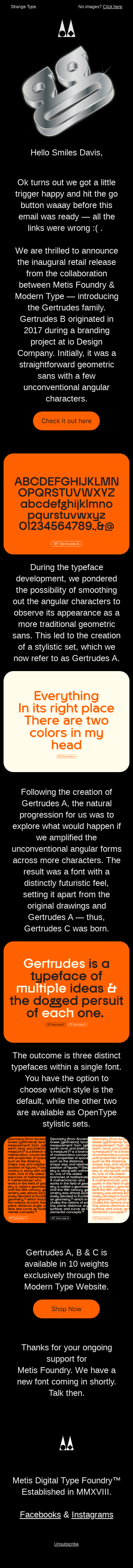 Whoops lets try that again! Gertudes — Is 3 typeface styles too many?