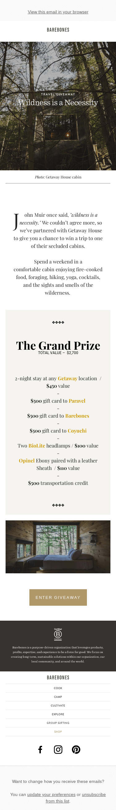 Win a Trip to a Getaway Nestled in Nature 