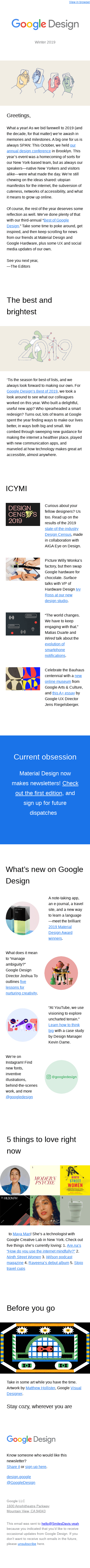 Winter 2019 | Google Design Newsletter