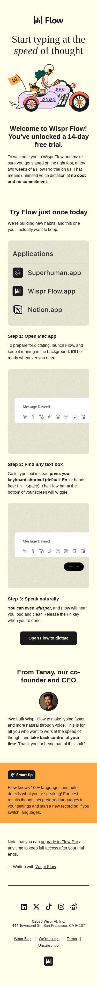 Welcome to Wispr Flow 💜