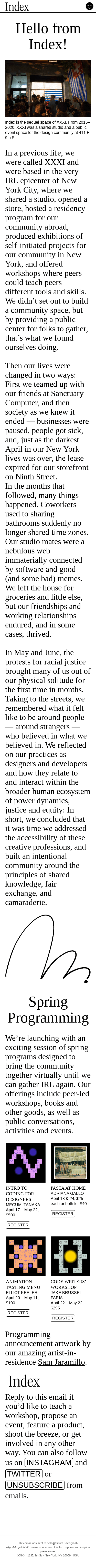 XXXI is now Index, a new space for community